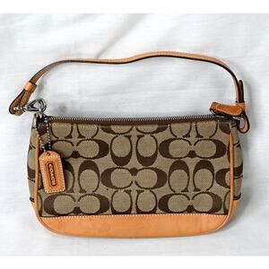 COACH 6094 Signature Demi Pouch Beige/Brown Canvas